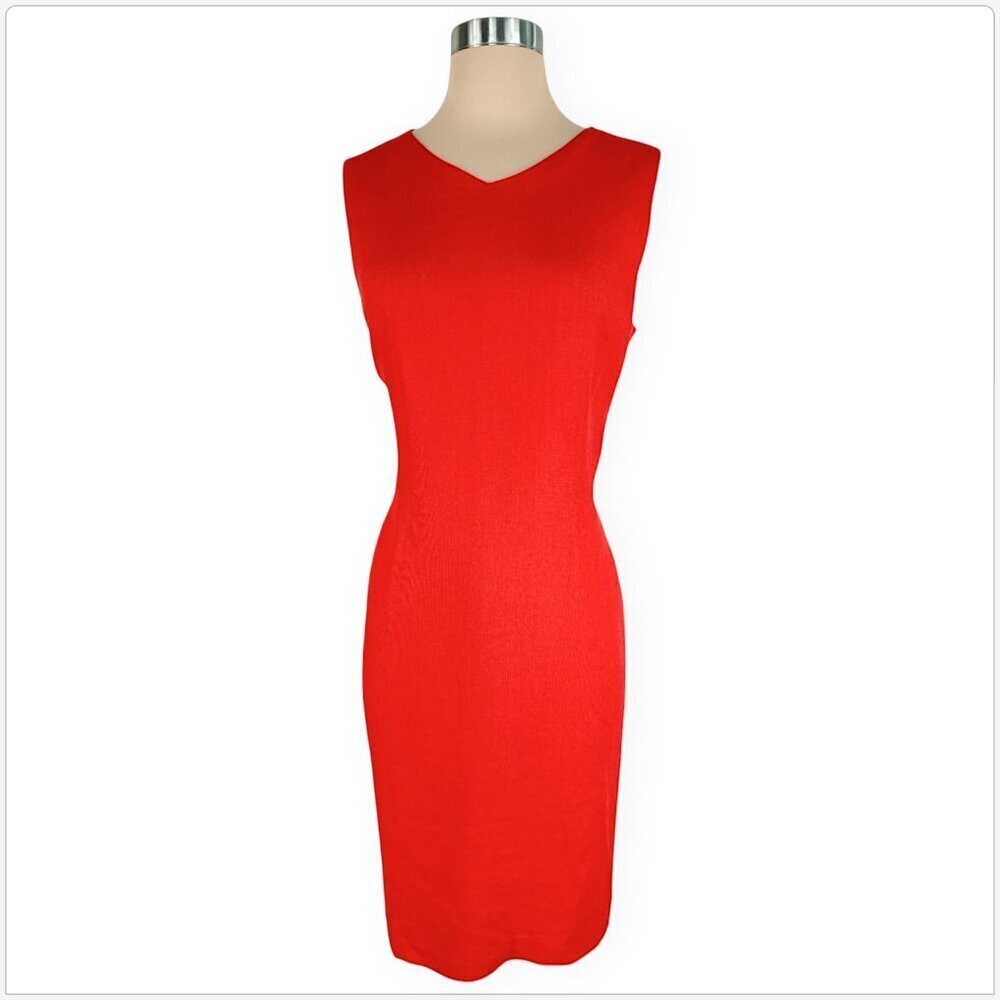 Talbots Red Irish Linen V-Neck Sleeveless Summer Sheath Dress Size 12